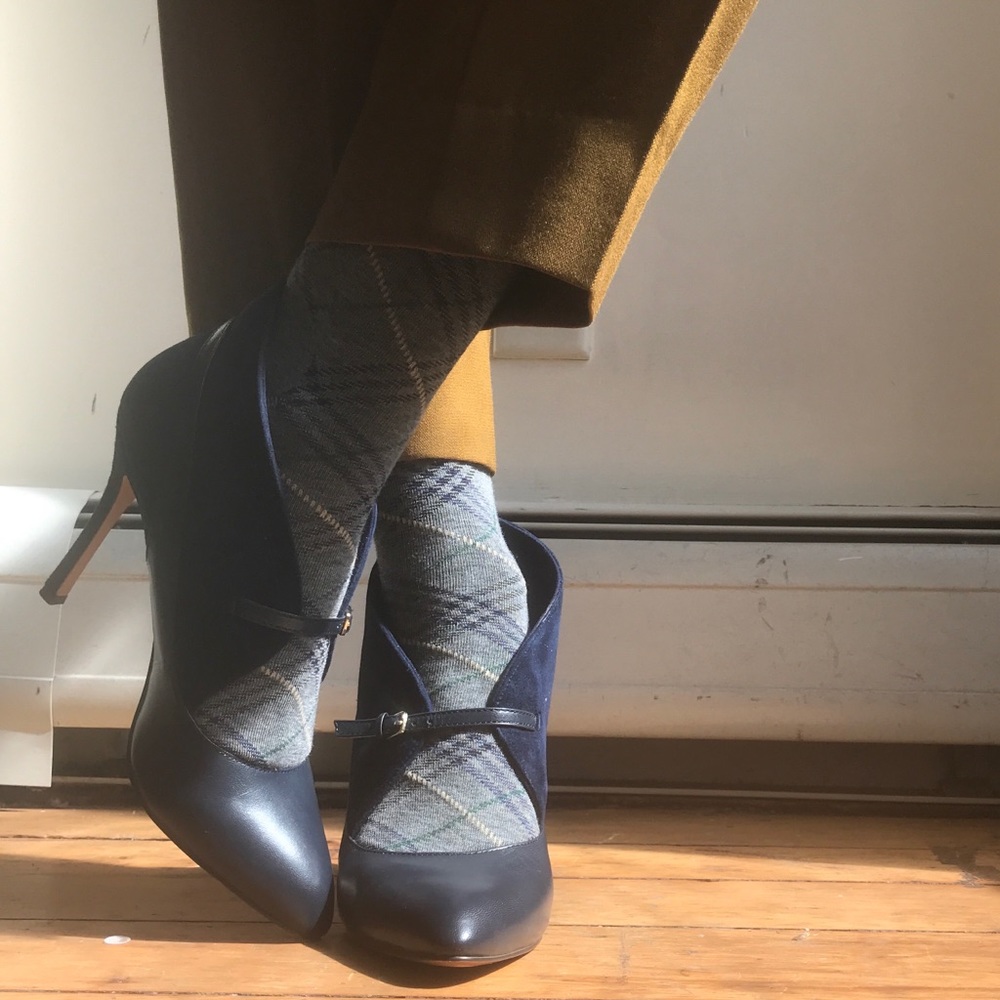 Nine West Blue Suede and Leather Mary Jane Bootie